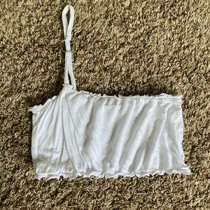 one shoulder white top